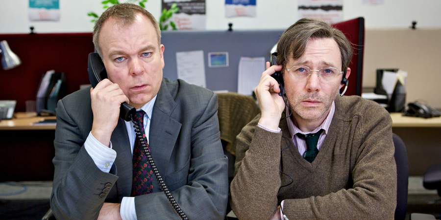 Inside No. 9. Image shows from L to R: Andy (Steve Pemberton), George (Reece Shearsmith). Copyright: BBC