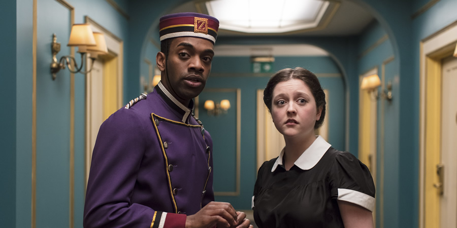 Inside No. 9. Image shows from L to R: Fred (Jaygann Ayeh), Colette (Helen Monks). Copyright: BBC