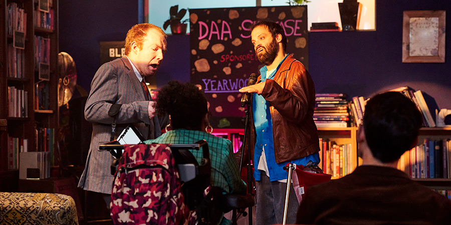 Jerk. Image shows left to right: Kiefer (Lee Ridley), Tim (Tim Renkow)