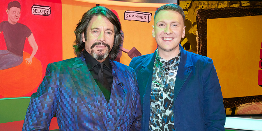 Joe Lycett's Got Your Back. Image shows from L to R: Laurence Llewelyn-Bowen, Joe Lycett