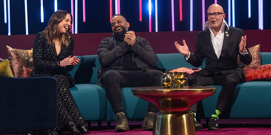 The John Bishop Show. Image shows left to right: Melanie Chisholm, Guz Khan, Harry Hill