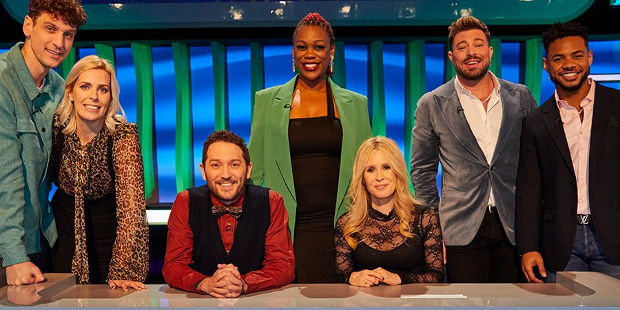 Jon & Lucy's Odd Couples. Image shows left to right: Steen Raskopoulos, Sara Pascoe, Jon Richardson, Charlene Douglas, Lucy Beaumont, Duncan James, Rodrigo Reis