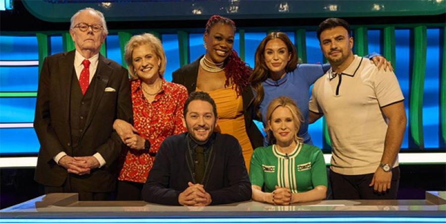 Jon & Lucy's Odd Couples. Image shows left to right: Michael Whitehall, Hilary Whitehall, Jon Richardson, Charlene Douglas, Vicky Pattison, Lucy Beaumont, Ercan Ramadan