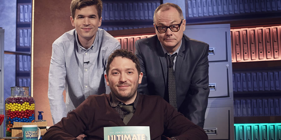 Jon Richardson: Ultimate Worrier. Image shows from L to R: Ivo Graham, Jon Richardson, Jack Dee. Copyright: Talkback