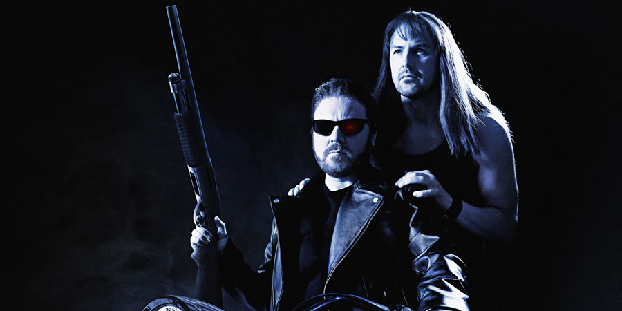 The Keith & Paddy Picture Show. Image shows from L to R: Terminator (Leigh Francis), Sarah Connor (Paddy McGuinness). Copyright: Talkback