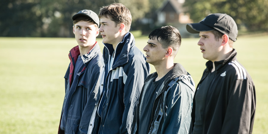 Ladhood. Image shows from L to R: Young Liam (Oscar Kennedy), Ralph (Samuel Bottomley), Addy (Aqib Khan), Craggy (Shaun Thomas) Ladhood. Image shows from L to R: Young Liam (Oscar Kennedy), Ralph (Samuel Bottomley), Addy (Aqib Khan), Craggy (Shaun Thomas)