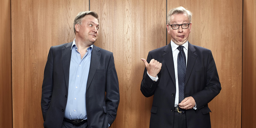 The Last Leg. Image shows from L to R: Ed Balls, Michael Gove. Copyright: Open Mike Productions