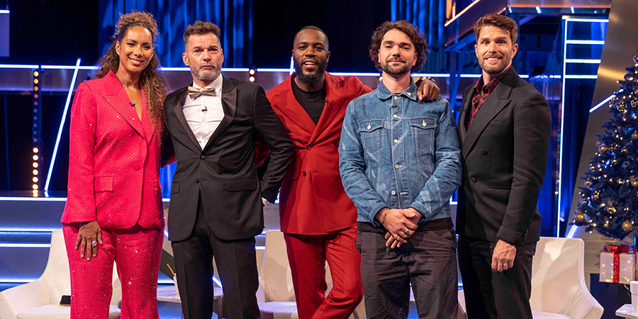 The Lateish Show With Mo Gilligan. Image shows left to right: Leona Lewis, Fred Sirieix, Mo Gilligan, Allan Mustafa, Joel Dommett