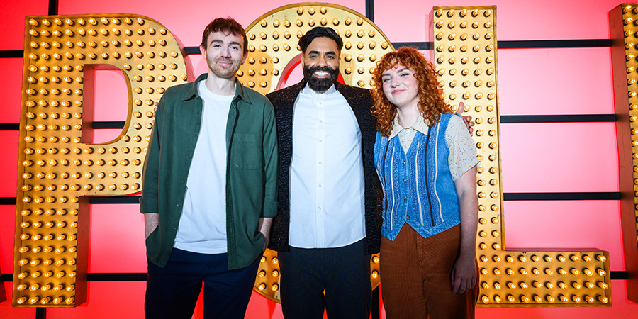 Live At The Apollo. Image shows left to right: Ian Smith, Paul Chowdhry, Ania Magliano