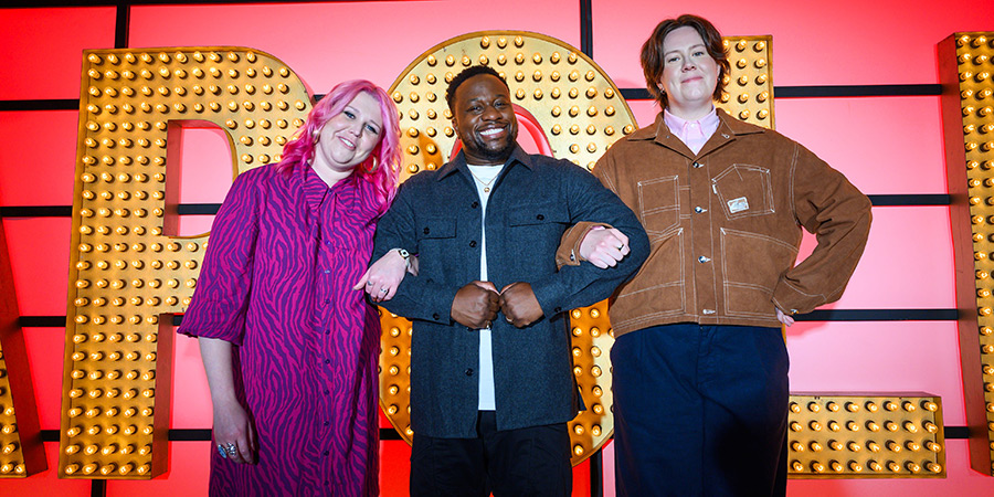 Live At The Apollo. Image shows left to right: Lindsey Santoro, Babatunde Aléshé, Chloe Petts