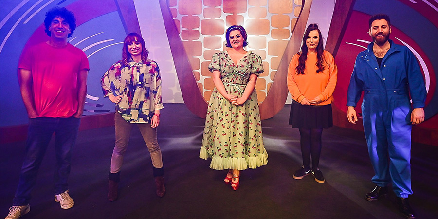 Live From Barry Island. Image shows left to right: Ray Badran, Isy Suttie, Kiri Pritchard-McLean, Anna Thomas, Morgan Rees Live From Barry Island. Image shows left to right: Ray Badran, Isy Suttie, Kiri Pritchard-McLean, Anna Thomas, Morgan Rees