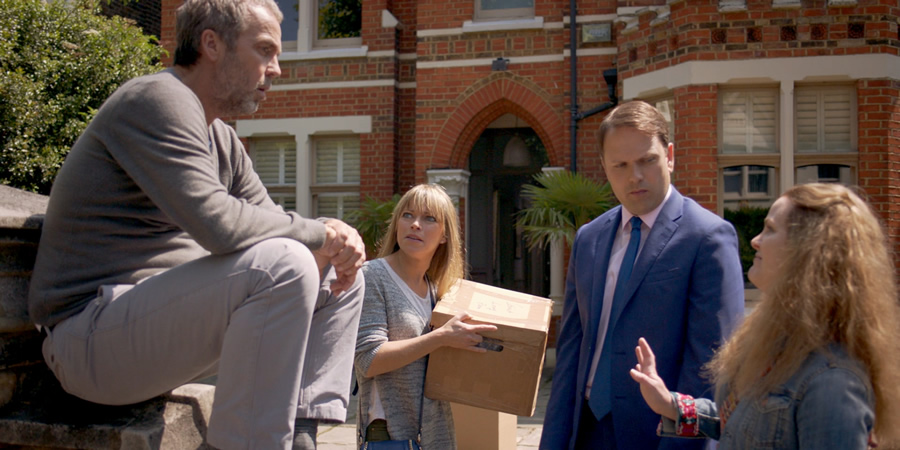 Marley's Ghosts. Image shows from L to R: Adam Wise (John Hannah), Marley Wise (Sarah Alexander), Michael Walton (Nicholas Burns), Vicar (Jo Joyner)