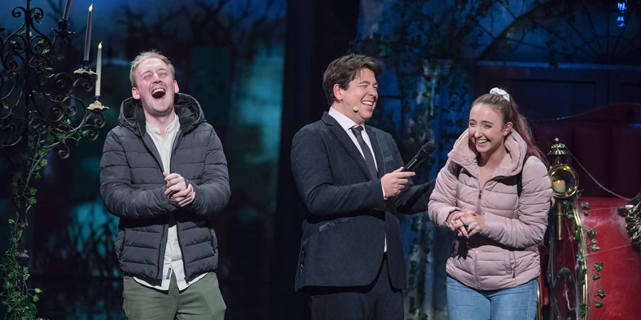 Michael McIntyre's Big Show. Image shows from L to R: Daniel Walsh, Michael McIntyre, Ailsa Walsh. Copyright: Hungry McBear Michael McIntyre's Big Show. Image shows from L to R: Daniel Walsh, Michael McIntyre, Ailsa Walsh. Copyright: Hungry McBear
