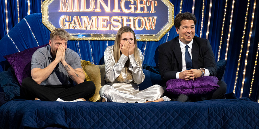 Michael McIntyre's Big Show. Image shows left to right: Sam Thompson, Zara McDermott, Michael McIntyre