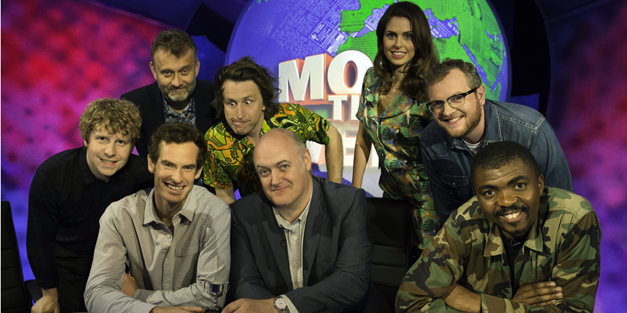 Mock The Week. Image shows from L to R: Josh Widdicombe, Hugh Dennis, Andy Murray, Milton Jones, Dara O Briain, Ellie Taylor, Miles Jupp, Loyiso Gola. Copyright: Angst Productions