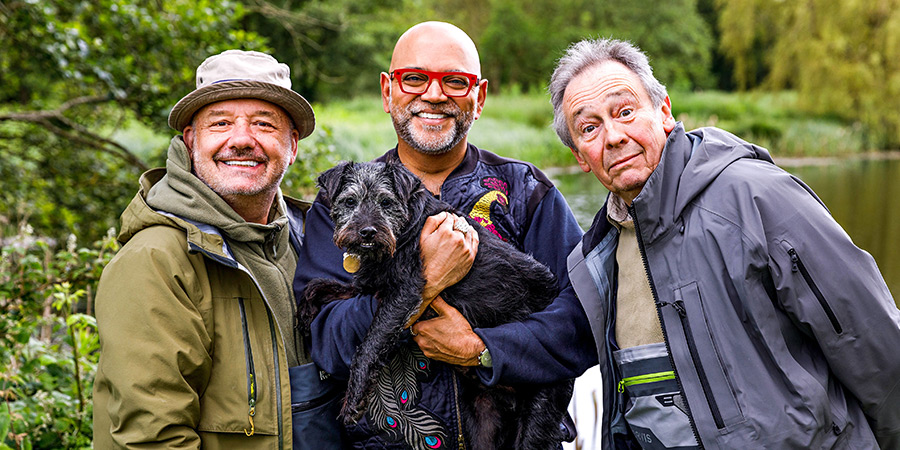 Mortimer & Whitehouse: Gone Fishing. Image shows left to right: Bob Mortimer, Anand Patel, Paul Whitehouse