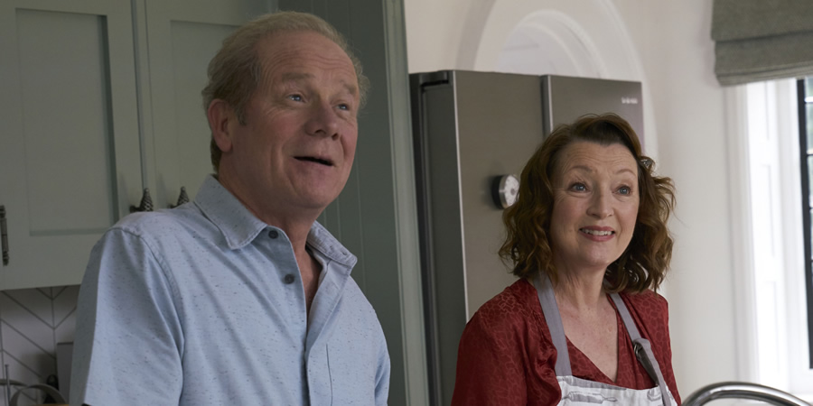 Mum. Image shows from L to R: Michael (Peter Mullan), Cathy (Lesley Manville)