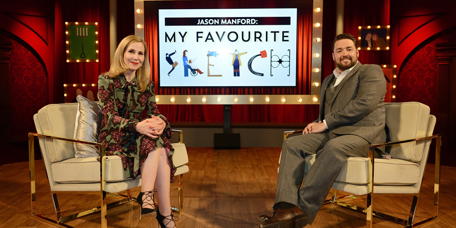 My Favourite Sketch. Image shows from L to R: Sally Phillips, Jason Manford. Copyright: Potato