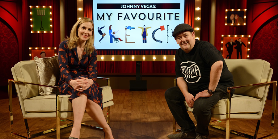 My Favourite Sketch. Image shows from L to R: Sally Phillips, Johnny Vegas. Copyright: Potato