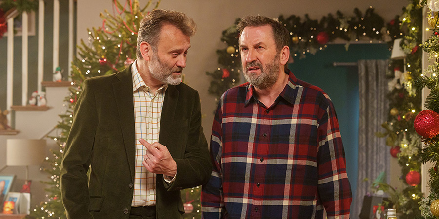 Not Going Out. Image shows left to right: Toby (Hugh Dennis), Lee (Lee Mack)