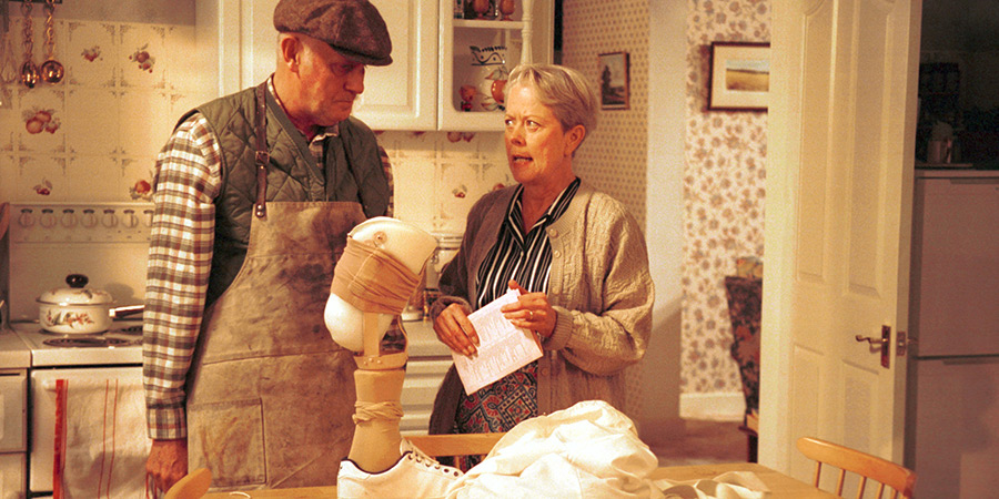 One Foot In The Grave. Image shows left to right: Victor Meldrew (Richard Wilson), Margaret Meldrew (Annette Crosbie)