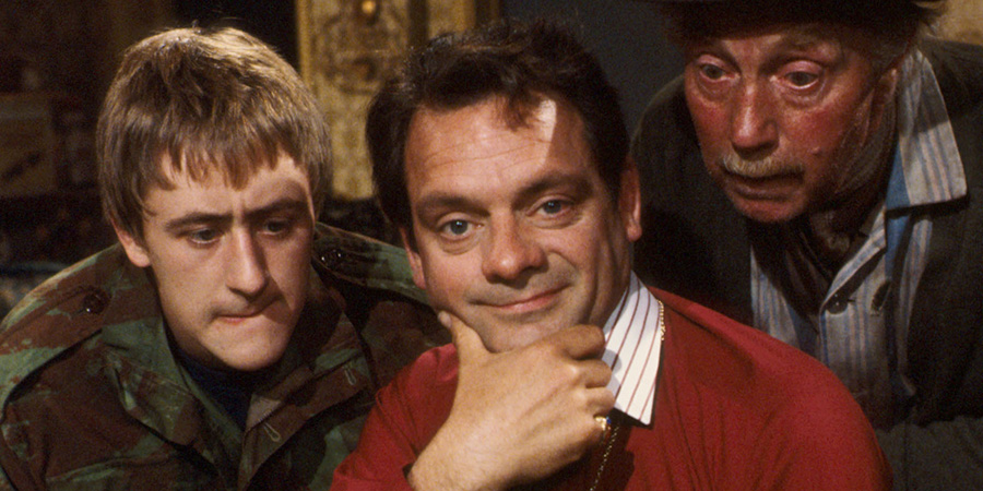 Only Fools And Horses. Image shows left to right: Rodney (Nicholas Lyndhurst), Del (David Jason), Uncle Albert (Buster Merryfield). Credit: BBC