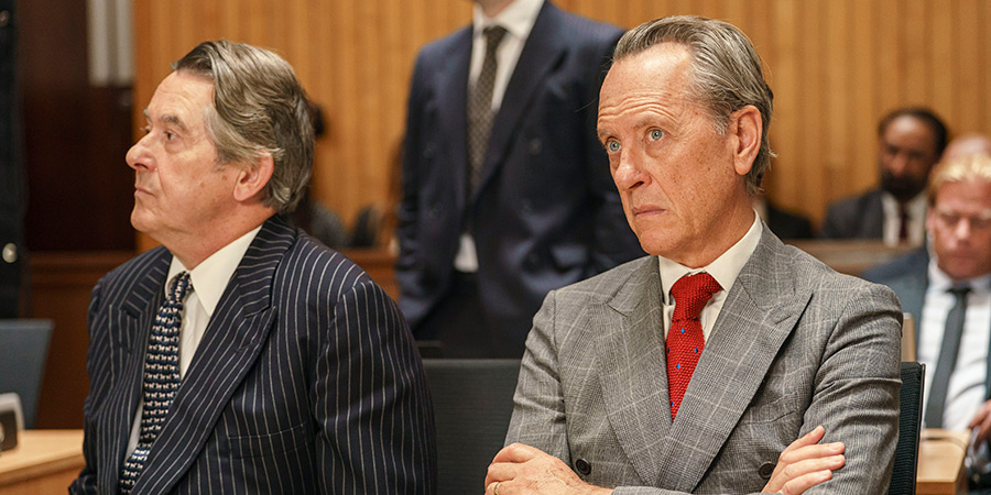 The Outlaws. Image shows left to right: Kelvin Archer (Adrian Lukis), The Earl (Richard E. Grant)