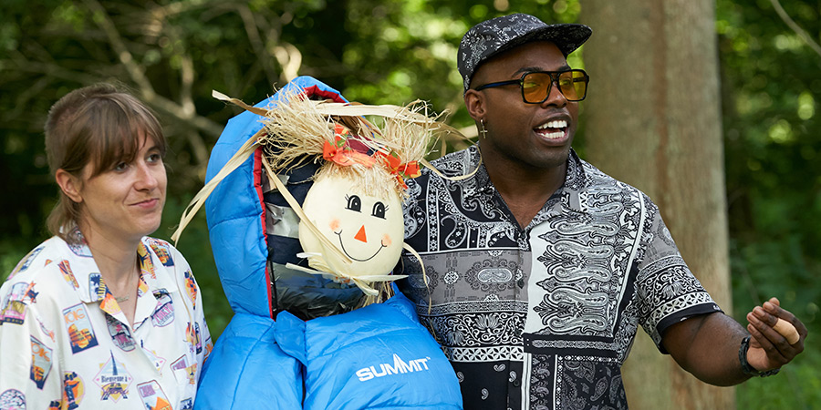 Outsiders. Image shows left to right: Maisie Adam, Darren Harriott