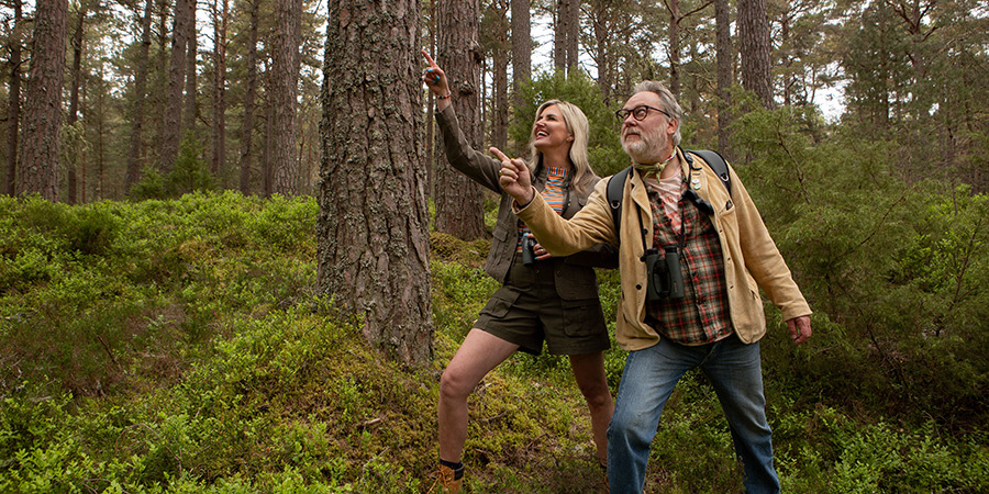 Painting Birds With Jim And Nancy Moir. Image shows left to right: Nancy Sorrell, Vic Reeves