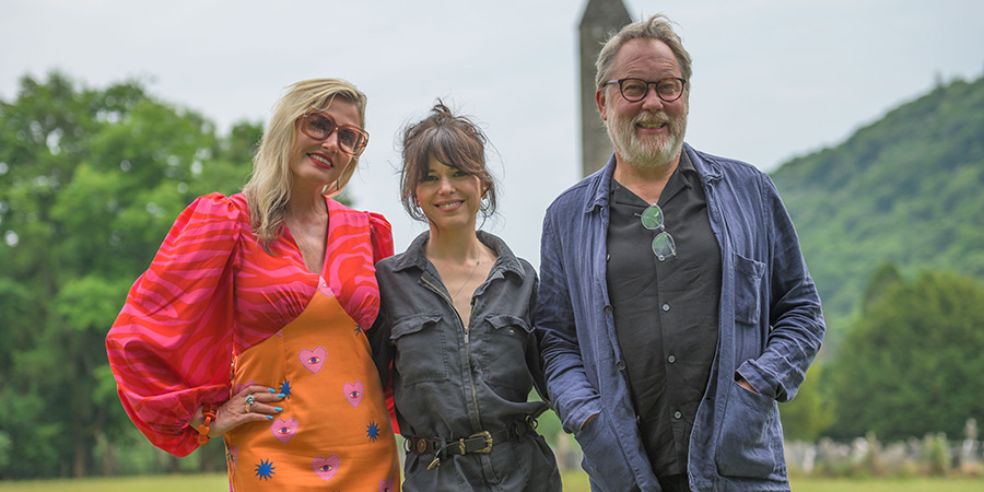 Painting Birds With Jim And Nancy Moir. Image shows left to right: Nancy Sorrell, Imelda May, Vic Reeves