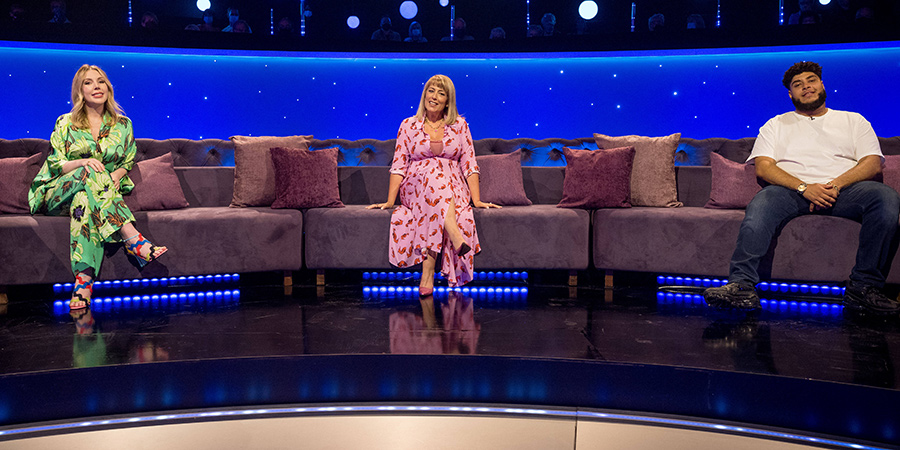 Paul Sinha's TV Showdown. Image shows from L to R: Katherine Ryan, Fay Ripley, Big Zuu