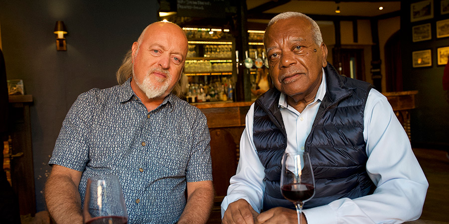 Perfect Pub Walks With Bill Bailey. Image shows left to right: Bill Bailey, Trevor McDonald