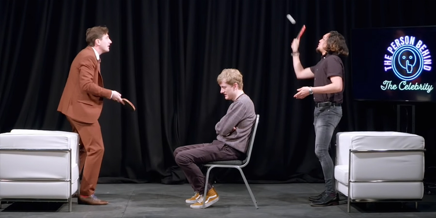 The Person Behind The Celebrity. Image shows from L to R: Luke McQueen, James Acaster, Ryan Alonzo