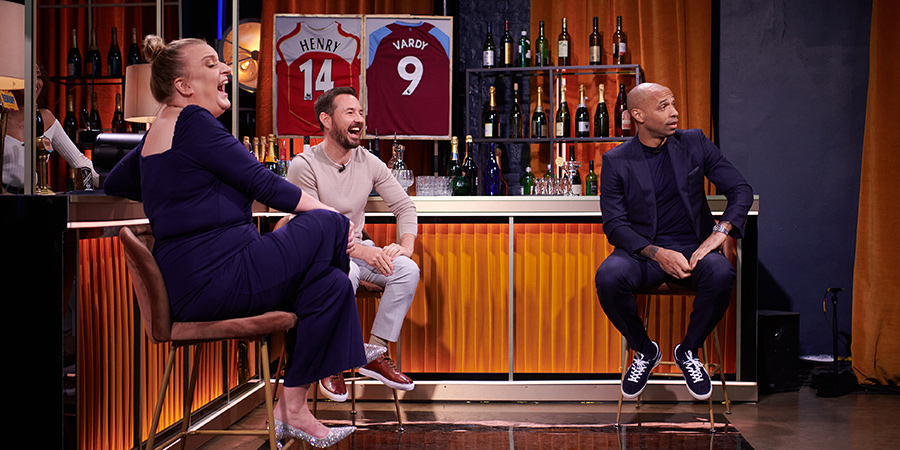 Redknapp's Big Night Out. Image shows from L to R: Daisy May Cooper, Martin Compston, Thierry Henry