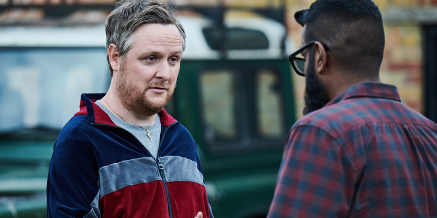 The Reluctant Landlord. Image shows from L to R: Tommy (Tim Key), Romesh (Romesh Ranganathan). Copyright: What Larks Productions