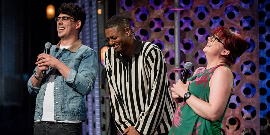 Roast Battle. Image shows from L to R: Matt Richardson, Brian Moses, Angela Barnes