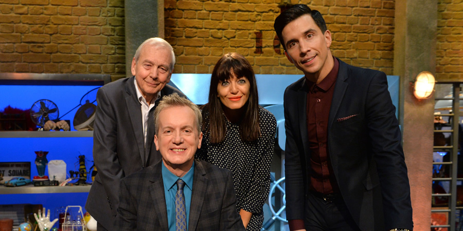 Room 101. Image shows from L to R: John Humphrys, Frank Skinner, Claudia Winkleman, Russell Kane. Copyright: Hat Trick Productions