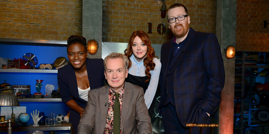 Room 101. Image shows from L to R: Nicola Adams, Frank Skinner, Diane Morgan, Frankie Boyle. Copyright: Hat Trick Productions