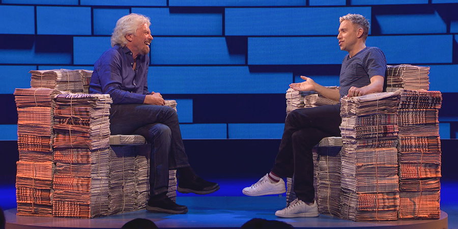 The Russell Howard Hour. Image shows from L to R: Richard Branson, Russell Howard. Copyright: Avalon Television