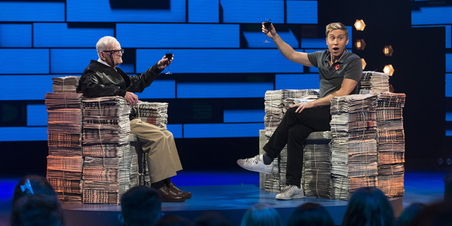 The Russell Howard Hour. Image shows from L to R: Harry Leslie Smith, Russell Howard. Copyright: Avalon Television