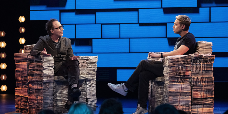 The Russell Howard Hour. Image shows from L to R: Jon Ronson, Russell Howard. Copyright: Avalon Television