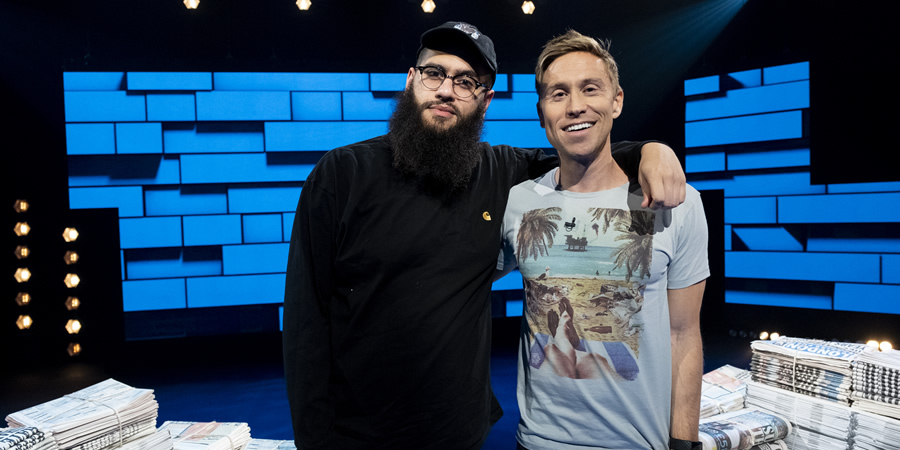 The Russell Howard Hour. Image shows from L to R: Jamali Maddix, Russell Howard. Copyright: Avalon Television