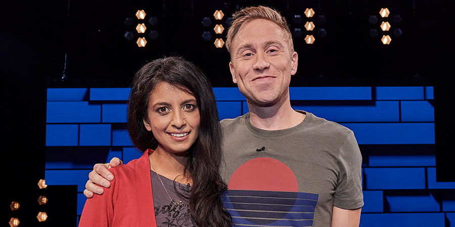 The Russell Howard Hour. Image shows from L to R: Konnie Huq, Russell Howard. Copyright: Avalon Television