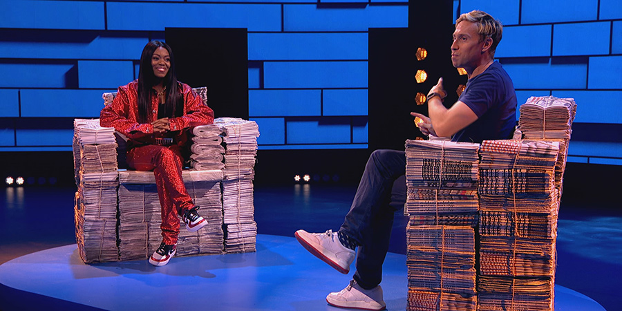 The Russell Howard Hour. Image shows from L to R: Lady Leshurr, Russell Howard. Copyright: Avalon Television