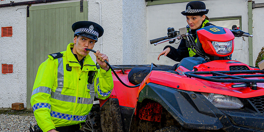 Scot Squad. Image shows left to right: PC Charlie McIntosh (Chris Forbes), PC Jane Mackay (Ashley Smith). Credit: The Comedy Unit