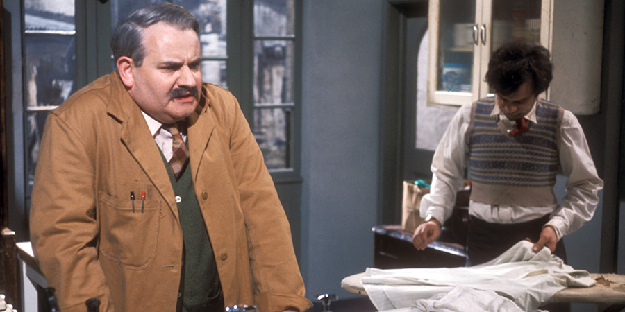 Open All Hours. Image shows from L to R: Albert Arkwright (Ronnie Barker), Granville (David Jason). Copyright: BBC