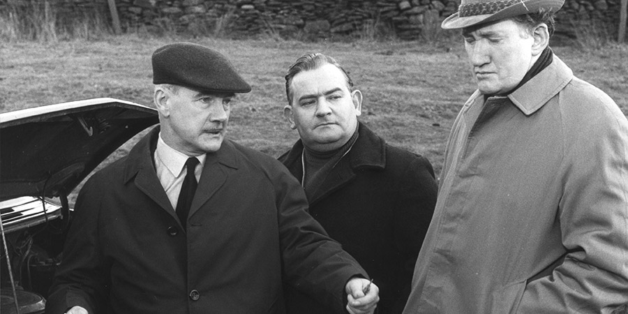 Porridge. Image shows from L to R: Mr. Mackay (Fulton Mackay), Fletcher (Ronnie Barker), Mr. Barrowclough (Brian Wilde). Copyright: BBC