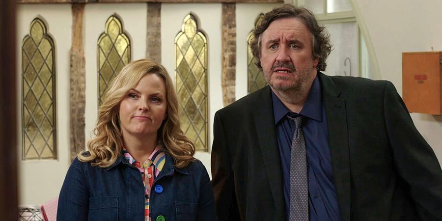 Shakespeare & Hathaway - Private Investigators. Image shows from L to R: Luella Shakespeare (Jo Joyner), Frank Hathaway (Mark Benton) Shakespeare & Hathaway - Private Investigators. Image shows from L to R: Luella Shakespeare (Jo Joyner), Frank Hathaway (Mark Benton)