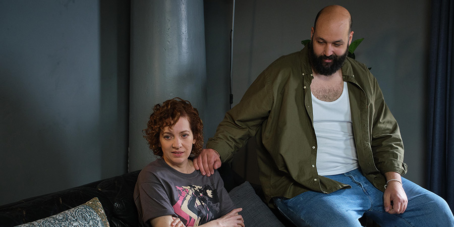 Significant Other. Image shows left to right: Anna (Katherine Parkinson), Sam (Youssef Kerkour)