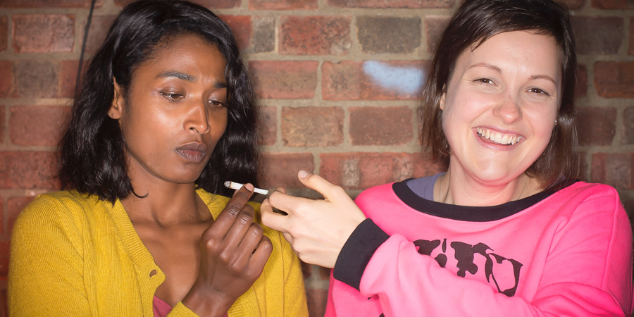 Sparebnb. Image shows from L to R: Aline (Sara Martins), Lucy (Josie Long)